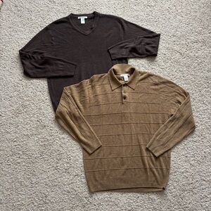 Cabincore normcore Geoffrey Beene Brown and Tan Men’s Sweaters Bundle size L